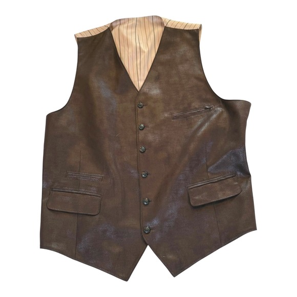 Other - Men's Brown Faux Leather Vest Chaka Vest L Lined Western Steampunk